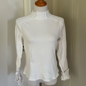 We the Free white thermal mock neck with cable sleeves